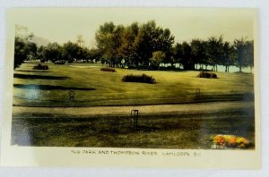 Vintage Postcard The Park & Thompson River Kamloops B.C. Vancouver Canada 1940s