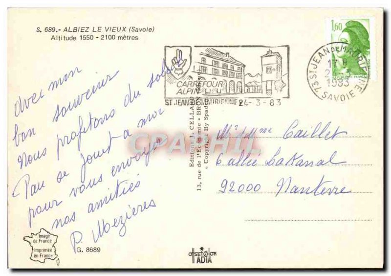 Postcard Modern Albiez Le Vieux Altitude Meters