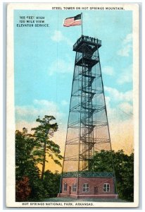 1924 Steel Tower On Hot Springs Mountain Hot Springs National Park AR Postcard