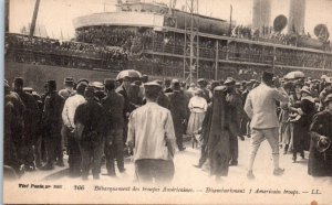 1900s WW1 American Troops Disembarking from Ship European Postcard