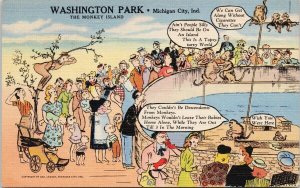 Michigan City IN The Monkey Island Washington Park Unused Leusch Postcard G32