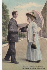 Romantic Couple A Madam Was Walking Along Broadway 1908