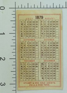 1879 Folder Calendar Semple's Six Cord Spool Cotton Factory Boat Man Lady P86 