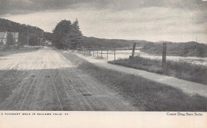 BELLOW FALLS VT~A PLEASANT WALK~1900s CORNER DRUG STORE POSTCARD