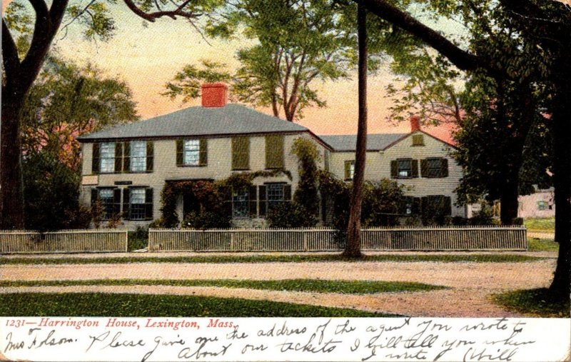 Massachsuetts Lexington Harrington House 1908