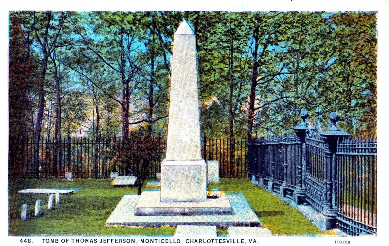 VINTAGE POSTCARD TOMB OF THOMAS JEFFERSON MONTICELLO CHARLOTTESVILLE, VA MINT