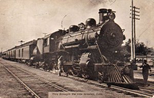 Greeley Colorado Train Engine Vintage Postcard AA28203