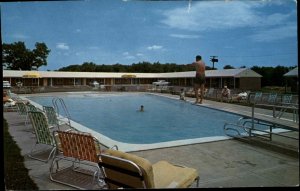 Seekonk Massachusetts MA Esquire Motel Pool Diving Board c1950s-60s Postcard