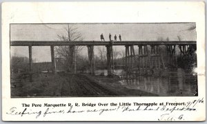 Huron Michigan, 1906 Pere Marquette R.R. Bridge Over Thornapple Port, Postcard