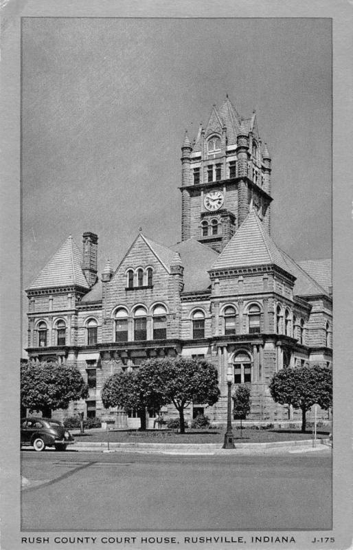 Rushville Indiana Court House Street View Antique Postcard K83341