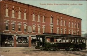 Andover MA Transfer Station Trolley Close-Up c1910 Postcard