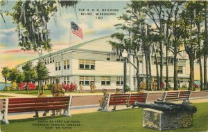 Biloxi Mississippi USO Building Flag #120 Colorpicture linen Postcard 21-2992