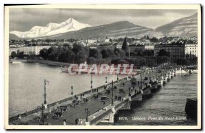 Old Postcard Geneve Mont Blanc Bridge