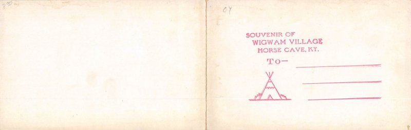Souvenir of wigwam Village double folded card Cave City KY