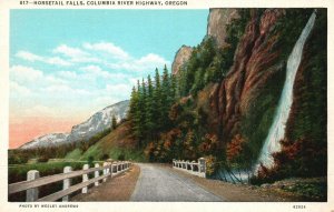 Vintage Postcard Horsetail Falls Fine View Waterfalls Columbia River California