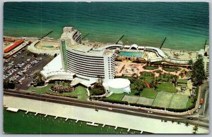 Miami Florida 1955 Postcard Aerial View Fontainebleau Hotel