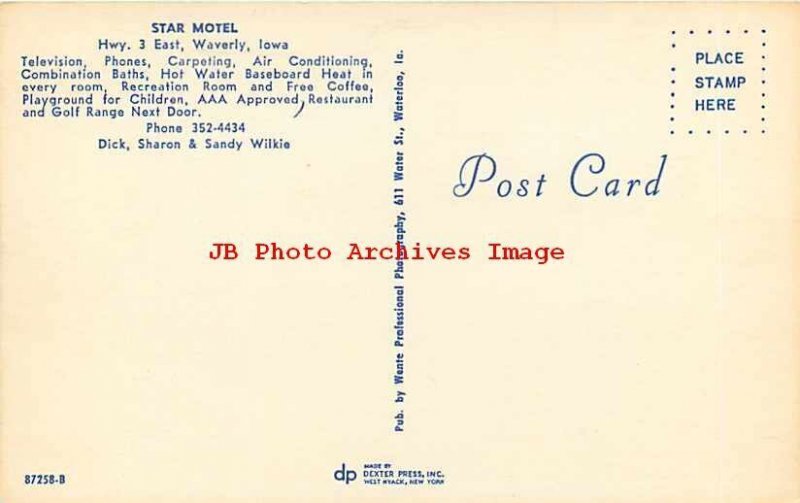 IA, Waverly, Iowa, Star Motel, Exterior View, Dexter Press No 87258-B