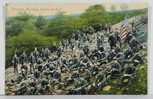 PA Pittsburgh Pittsburg Academy Cadets at Drill Seated on Hillside Postcard P19