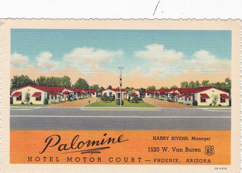 Arizona Phoenix Palomino Hotel Motor Court Curteich sk6920