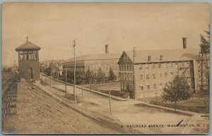 WASHINGTON NJ RAILROAD AVENUE ANTIQUE REAL PHOTO POSTCARD RPPC