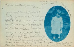 1907 Cyanotype RPPC; Boy in White Dress, Edward Wesson, Montclair NJ Portrait