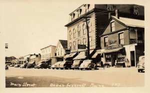 Dover-Foxcroft ME Main Street I.G.A. Store Old Cars Storefronts RPPC