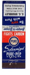 Matchbook, Solvenized Pure Pep Gasoline, Fredericksburg, Viginia, Advertising