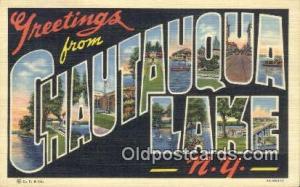 Chautauqua Lake, NY, USA Large Letter Town Unused 