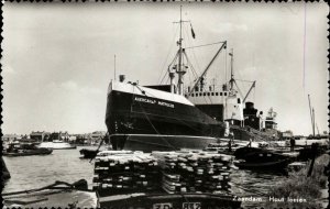 Zaandam Netherlands Greek Ship Matpocob Steamer Steamship Vintage RPPC PC