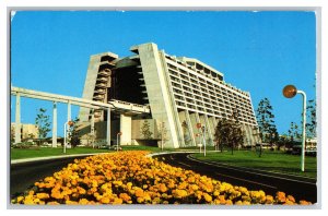 Postcard FL Walt Disney World Contemporary Resort Monorail Trains Towers Bldg.