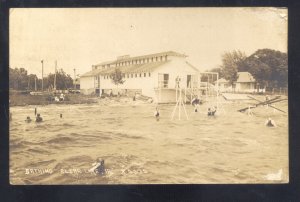 RPPC CLEAR LAKE IOWA BATHING SWIMMING BEACH VINTAGE REAL PHOTO POSTCARD