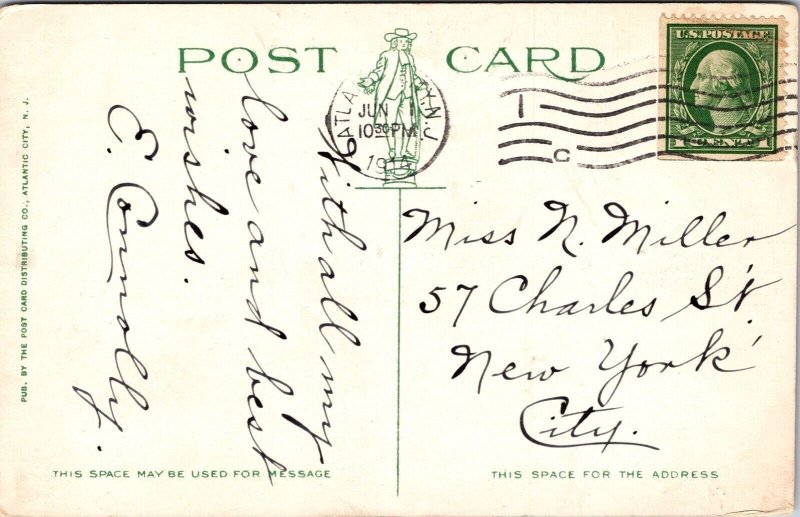 Shelburne Hotel Atlantic City New Jersey NJ US Flag Golf Carts Postcard Note WOB 