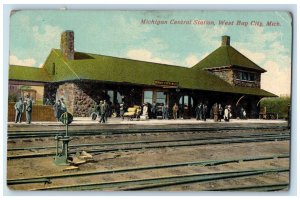 1915 Michigan Central Station West Bay City Michigan MI Kawkawlin MI Postcard 