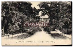 Old Postcard Chalons sur Marne Bank Garden Jard and Caisse d & # 39Epargne