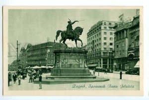 497058 CROATIA ZAGREB Monument to Ban Jelacic cars street advertising postcard