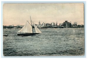 1910 Sailboat, The Lake Front Buffalo New York NY Antique Postcard