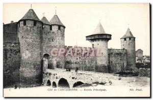 Old Postcard Cite of Carcassonne Main entrance