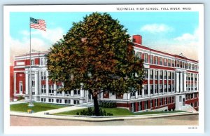 FALL RIVER, Massachusetts MA ~ TECHNICAL HIGH SCHOOL 1930s  Postcard