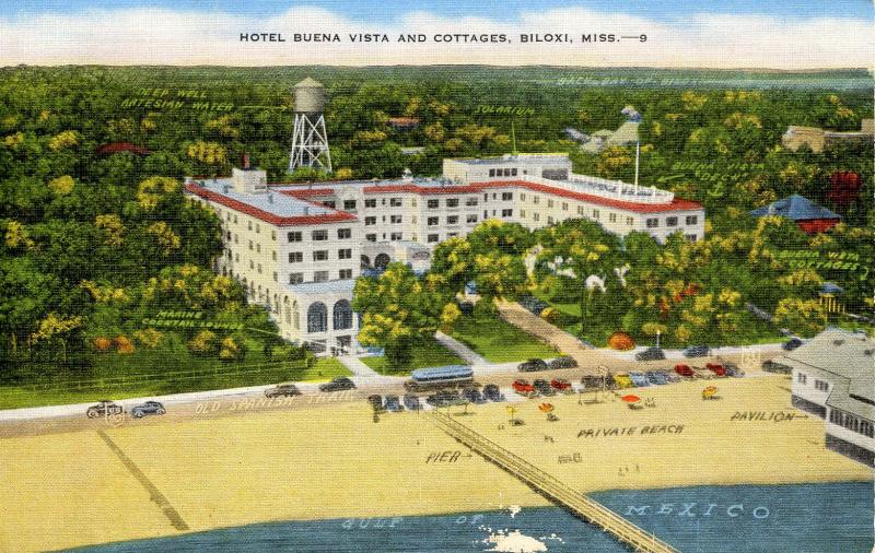 MS - Biloxi. The Buena Vista Hotel & Cottages  (damaged card)