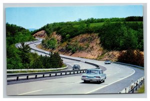 Vintage 1960's Postcard - Old Cars Driving Down Pennsylvania Turnpike