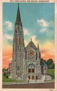 Vintage Postcard 1930's Holy Cross Church New Britain Connecticut American Art 