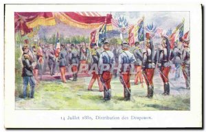Postcard Old Army July 14, 1880 Distribution of flags