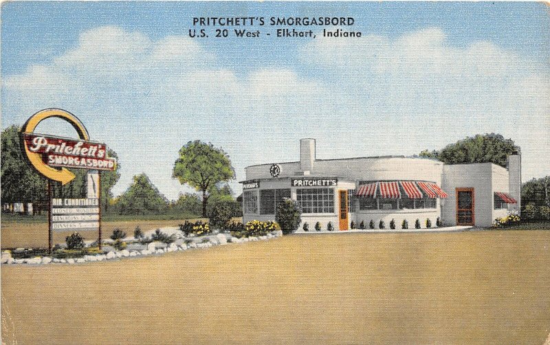 G35/ Elkhart Indiana Postcard Linen Pritchett's Smorgasbord Restaurant