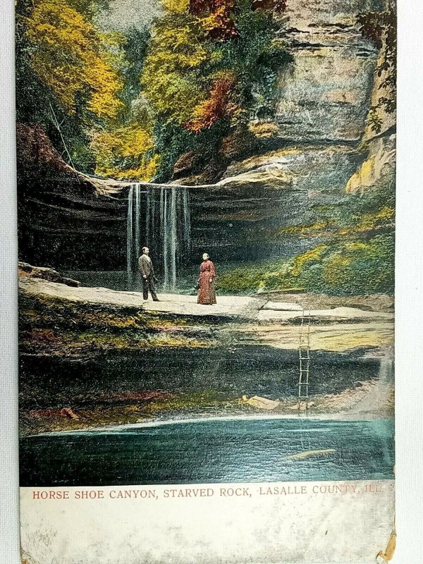 Vintage Postcard 1910 Horse Shoe Canyon Starved Rock Lasalle County IL Illinois