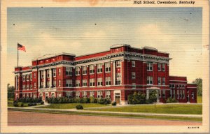 Vtg 1930's High School Owensboro Kentucky KY Linen Postcard