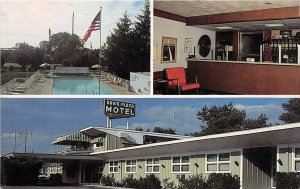 Lima Ohio 1960s Postcard Davis Plaza Motel Swimming Pool