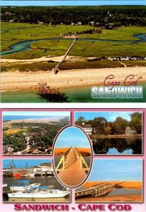 2~4X6 Postcards SANDWICH, MA Massachusetts BIRD'S EYE VIEW & MARINA & BOARDWALK