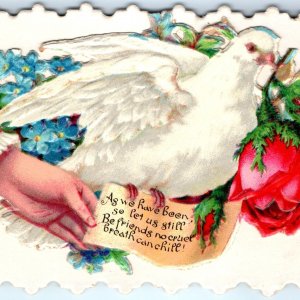 c1890s Sophia Lageschulte Hand Calling Trade Card Dove Poem Die Cut Hidden C3