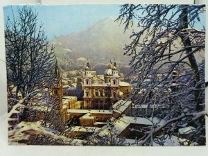 Vintage Postcard Aerial View of Salzburg Austria on a Snowy Wintry Morning