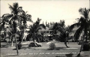 Fort Lauderdale Florida FL Caribbean Court Real Photo Vintage Postcard